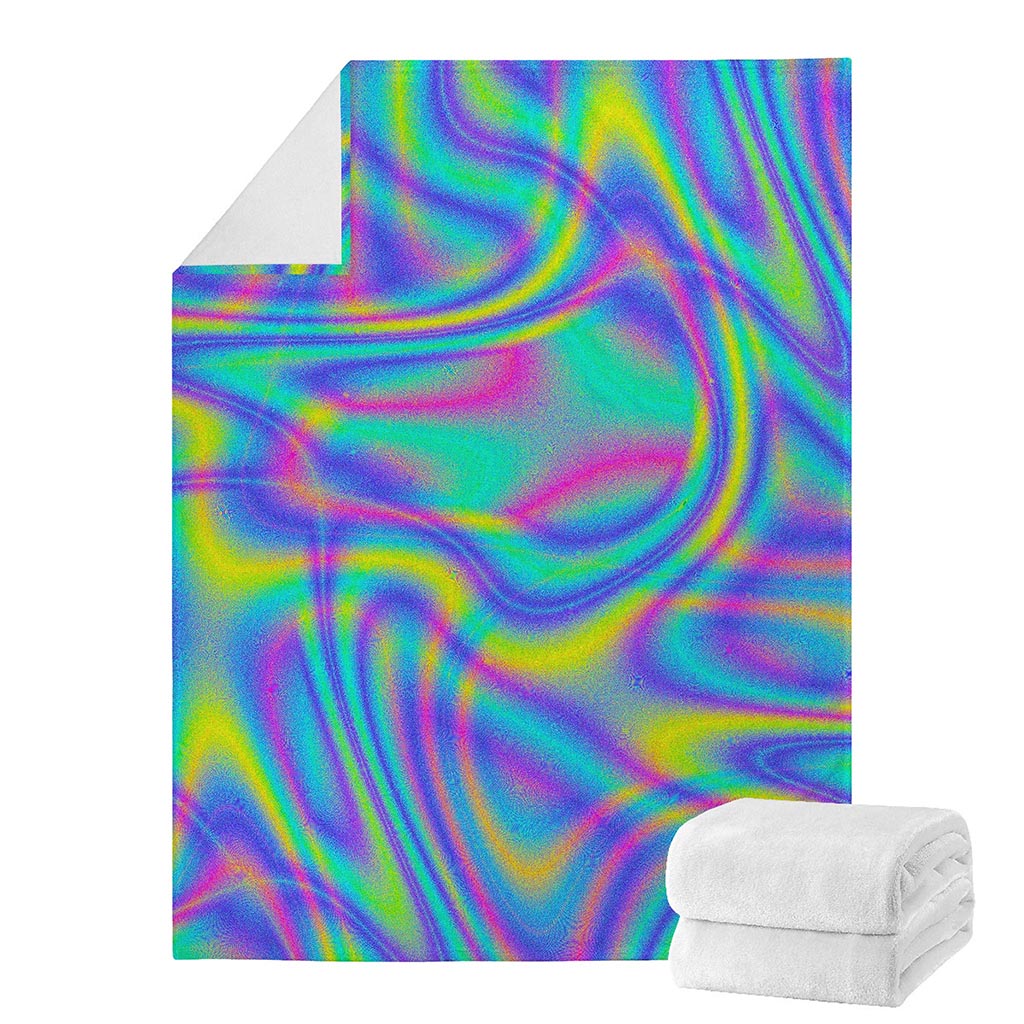 Turquoise Holographic Trippy Print Blanket