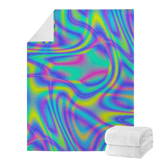 Turquoise Holographic Trippy Print Blanket