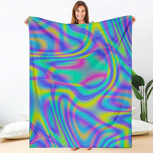 Turquoise Holographic Trippy Print Blanket