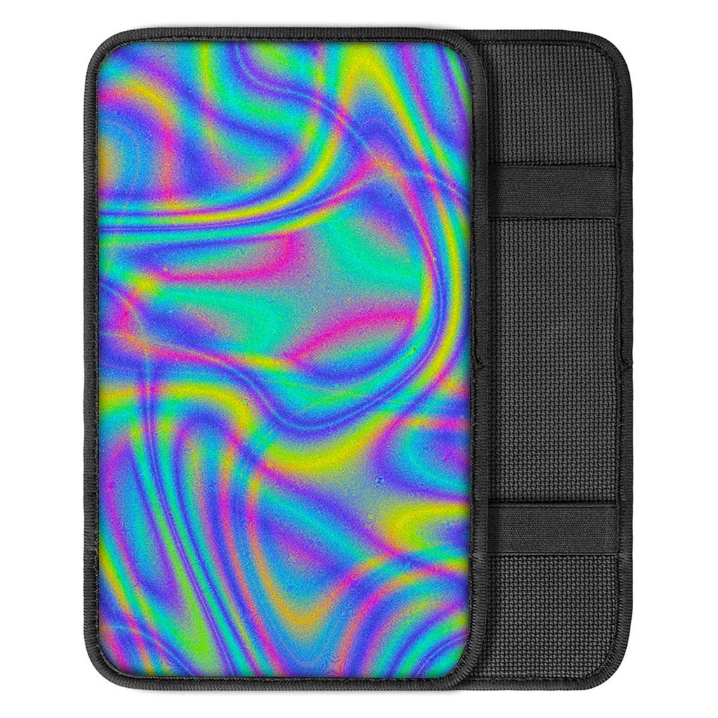 Turquoise Holographic Trippy Print Car Center Console Cover