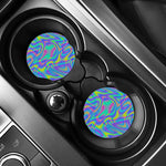 Turquoise Holographic Trippy Print Car Coasters
