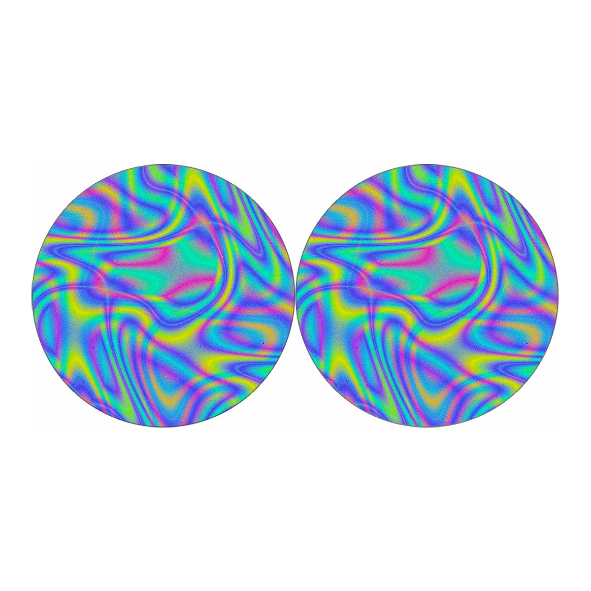 Turquoise Holographic Trippy Print Car Coasters