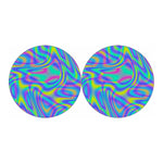 Turquoise Holographic Trippy Print Car Coasters