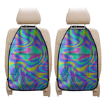 Turquoise Holographic Trippy Print Car Seat Organizers