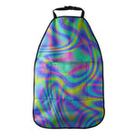 Turquoise Holographic Trippy Print Car Seat Organizers