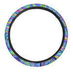 Turquoise Holographic Trippy Print Car Steering Wheel Cover
