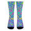 Turquoise Holographic Trippy Print Crew Socks