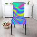 Turquoise Holographic Trippy Print Dining Chair Slipcover