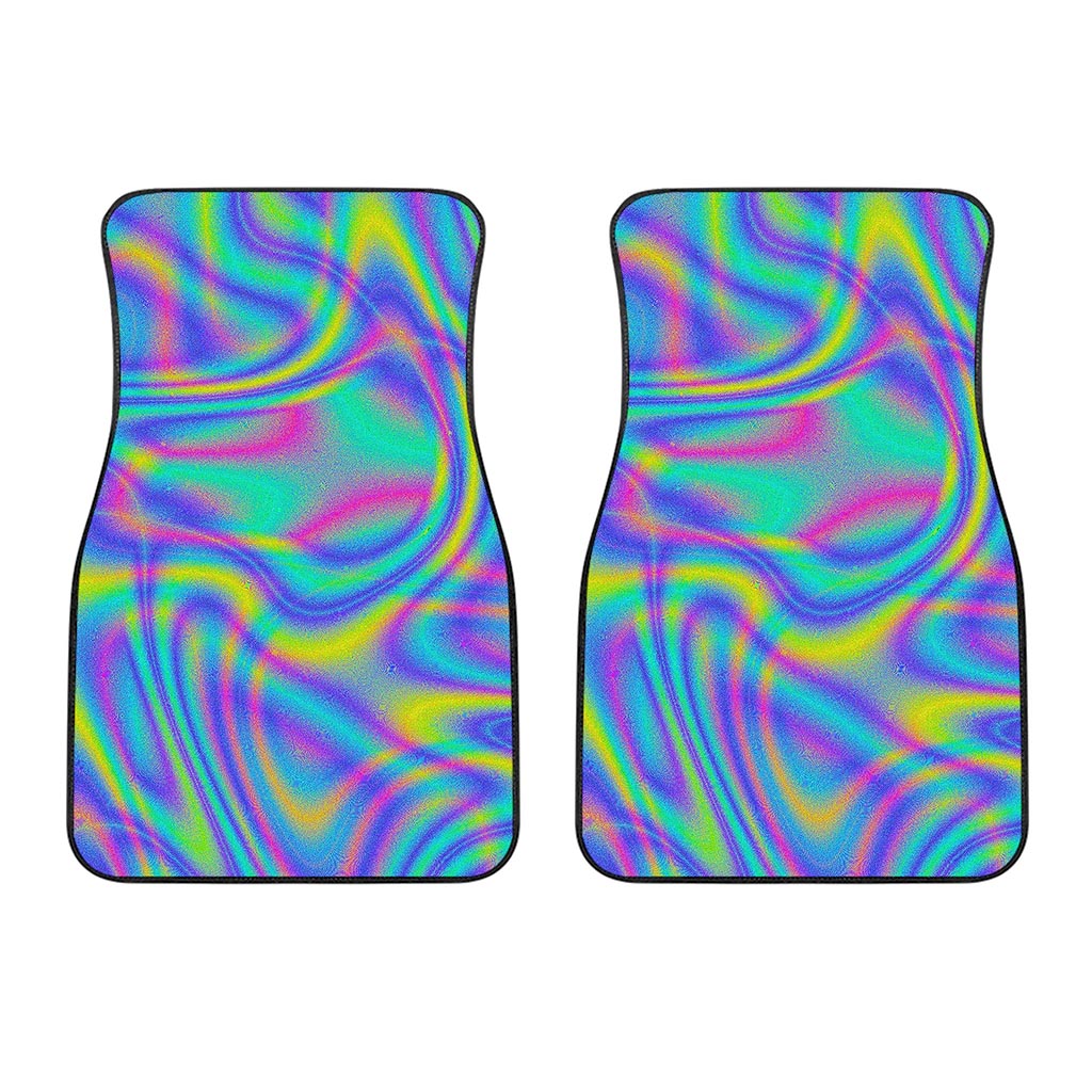 Turquoise Holographic Trippy Print Front Car Floor Mats