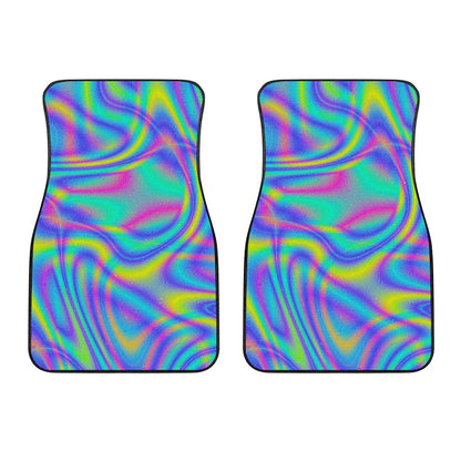 Turquoise Holographic Trippy Print Front Car Floor Mats