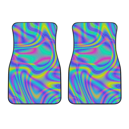 Turquoise Holographic Trippy Print Front Car Floor Mats