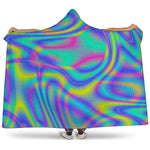 Turquoise Holographic Trippy Print Hooded Blanket