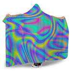Turquoise Holographic Trippy Print Hooded Blanket