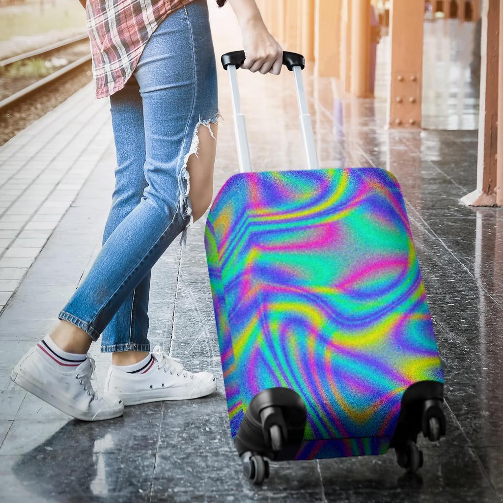 Turquoise Holographic Trippy Print Luggage Cover GearFrost