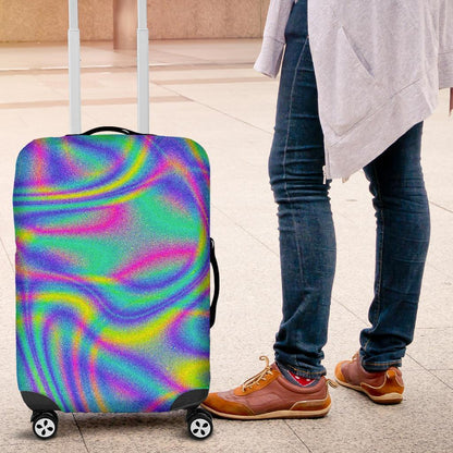 Turquoise Holographic Trippy Print Luggage Cover GearFrost