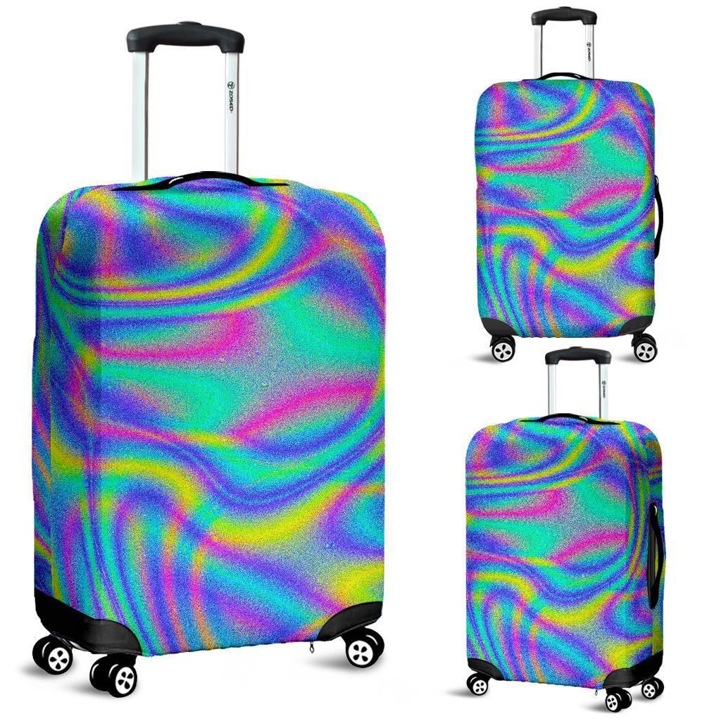 Turquoise Holographic Trippy Print Luggage Cover GearFrost