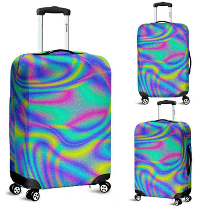 Turquoise Holographic Trippy Print Luggage Cover GearFrost