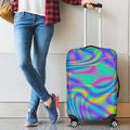Turquoise Holographic Trippy Print Luggage Cover
