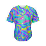 Turquoise Holographic Trippy Print Men's Baseball Jersey