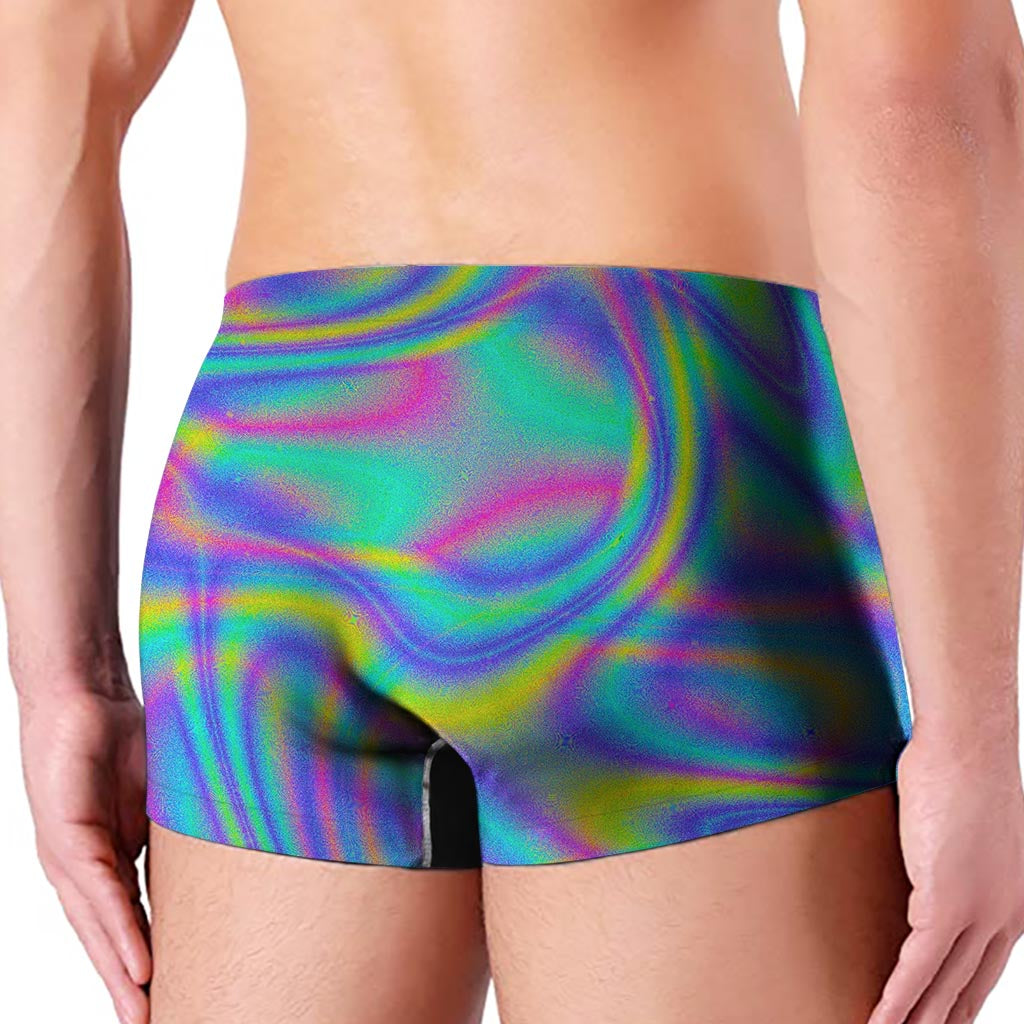 Turquoise Holographic Trippy Print Men's Boxer Briefs