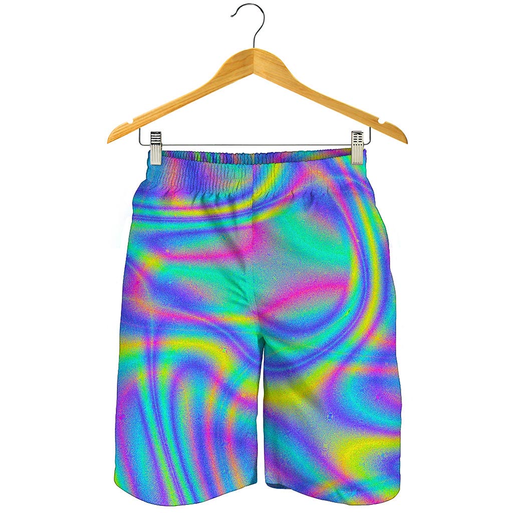Turquoise Holographic Trippy Print Men's Shorts