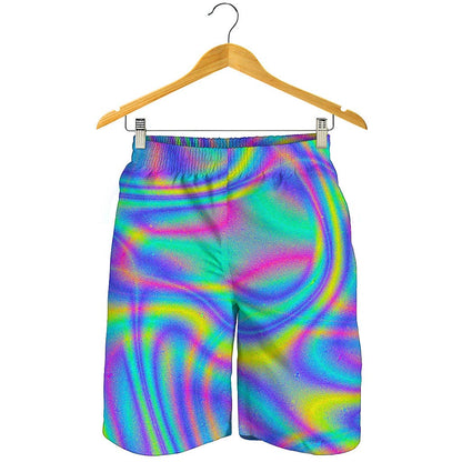 Turquoise Holographic Trippy Print Men's Shorts