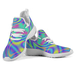 Turquoise Holographic Trippy Print Mesh Knit Shoes GearFrost