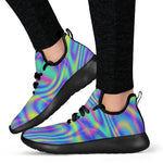 Turquoise Holographic Trippy Print Mesh Knit Shoes GearFrost