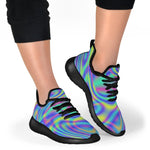 Turquoise Holographic Trippy Print Mesh Knit Shoes GearFrost