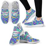 Turquoise Holographic Trippy Print Mesh Knit Shoes GearFrost