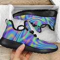 Turquoise Holographic Trippy Print Mesh Knit Shoes