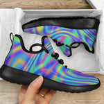 Turquoise Holographic Trippy Print Mesh Knit Shoes GearFrost