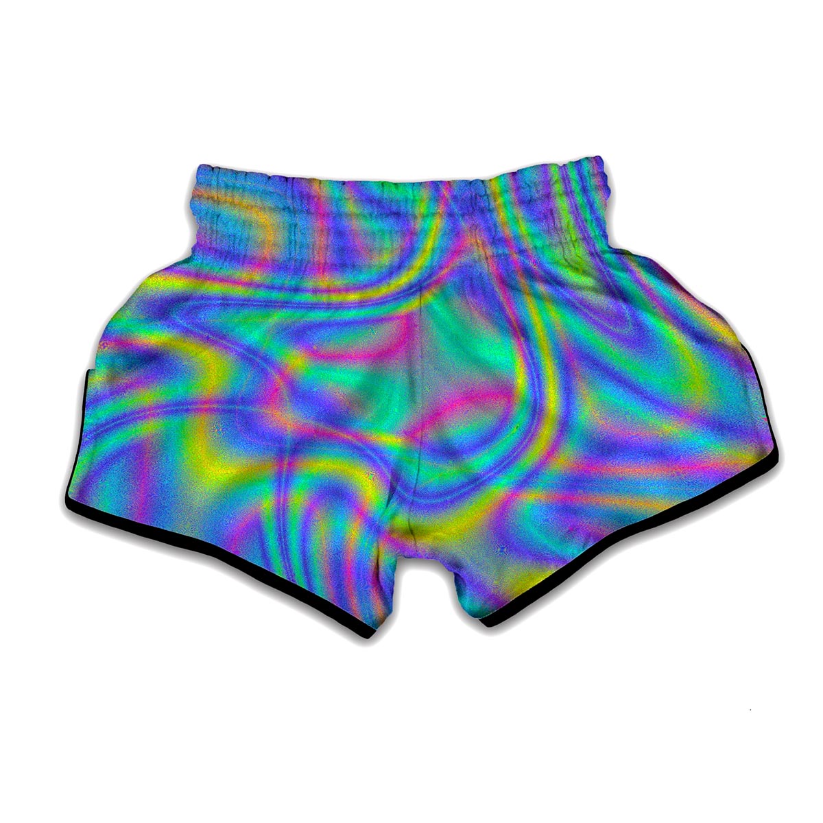 Turquoise Holographic Trippy Print Muay Thai Boxing Shorts