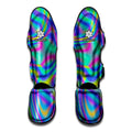 Turquoise Holographic Trippy Print Muay Thai Shin Guards