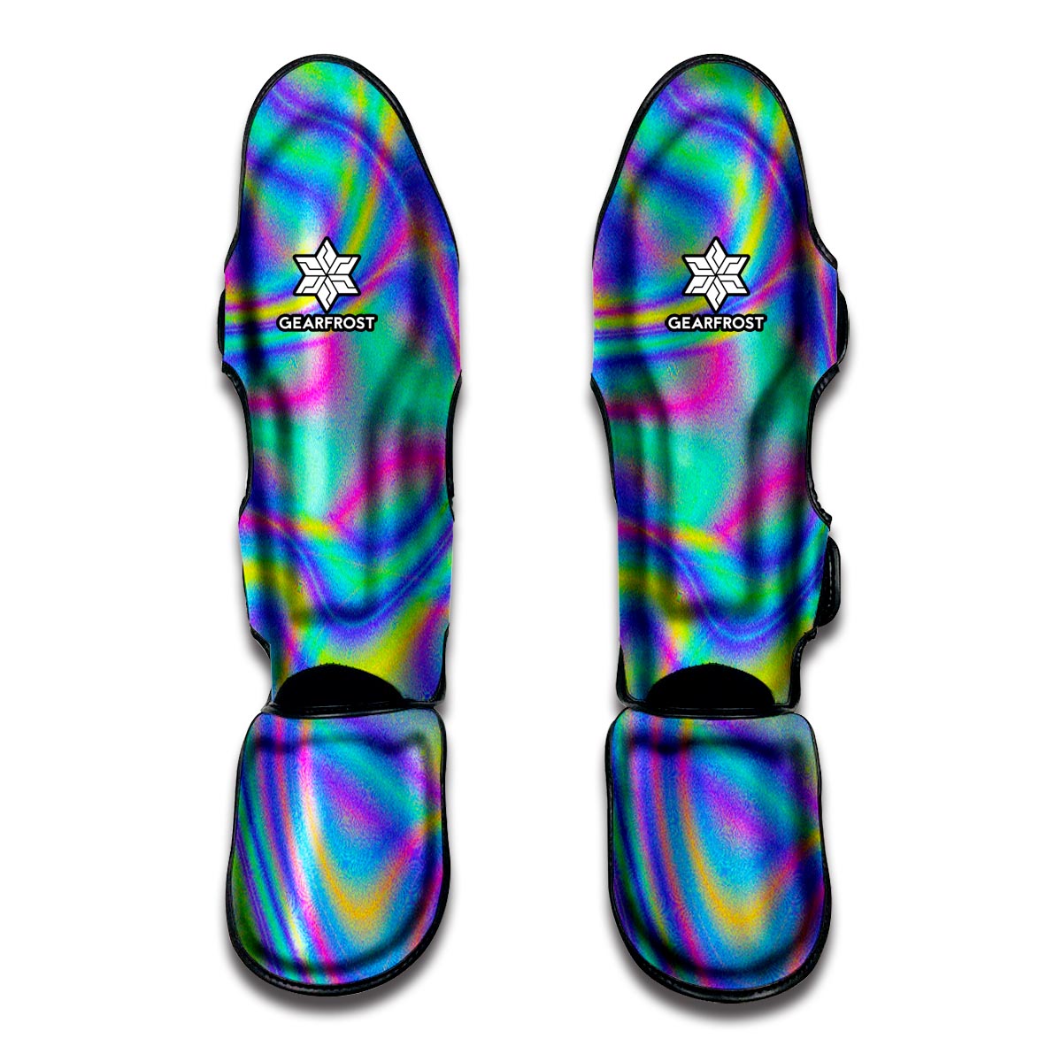 Turquoise Holographic Trippy Print Muay Thai Shin Guard
