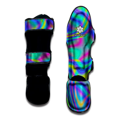 Turquoise Holographic Trippy Print Muay Thai Shin Guard