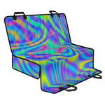 Turquoise Holographic Trippy Print Pet Car Back Seat Cover
