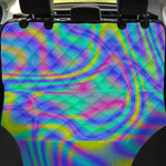 Turquoise Holographic Trippy Print Pet Car Back Seat Cover