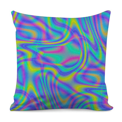 Turquoise Holographic Trippy Print Pillow Cover
