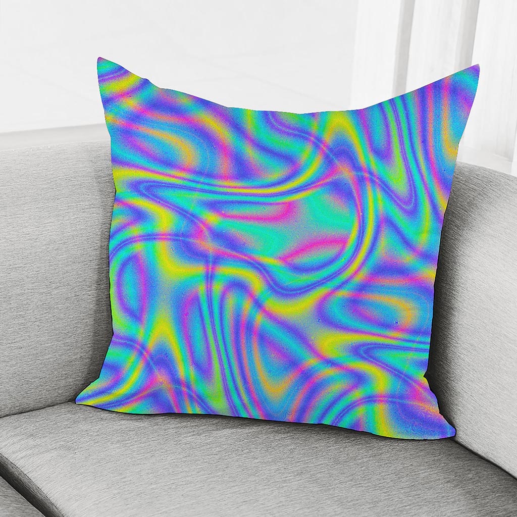 Turquoise Holographic Trippy Print Pillow Cover