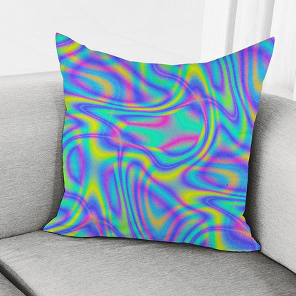 Turquoise Holographic Trippy Print Pillow Cover