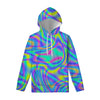 Turquoise Holographic Trippy Print Pullover Hoodie