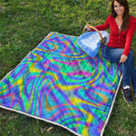 Turquoise Holographic Trippy Print Quilt