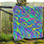 Turquoise Holographic Trippy Print Quilt