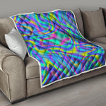 Turquoise Holographic Trippy Print Quilt