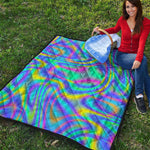 Turquoise Holographic Trippy Print Quilt