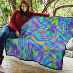 Turquoise Holographic Trippy Print Quilt