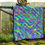 Turquoise Holographic Trippy Print Quilt