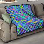 Turquoise Holographic Trippy Print Quilt