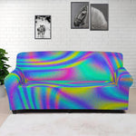 Turquoise Holographic Trippy Print Sofa Cover